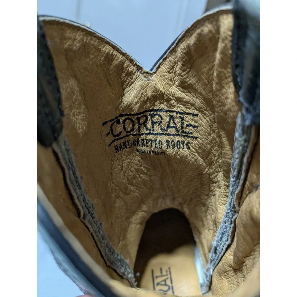 Corral Western Leather Cowboy Boots Gray - Boys Size 9‎ 1/2